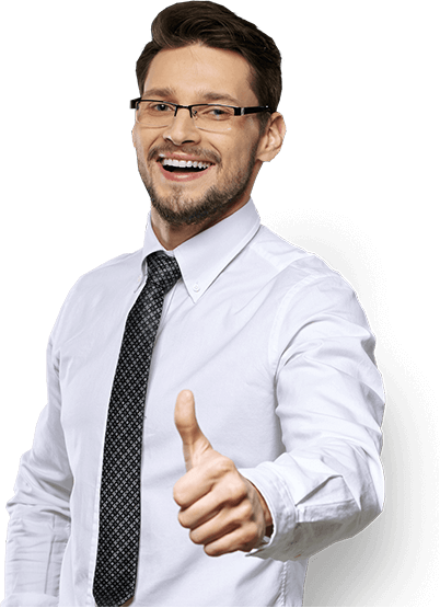 Person smiling and giving a thumbs up